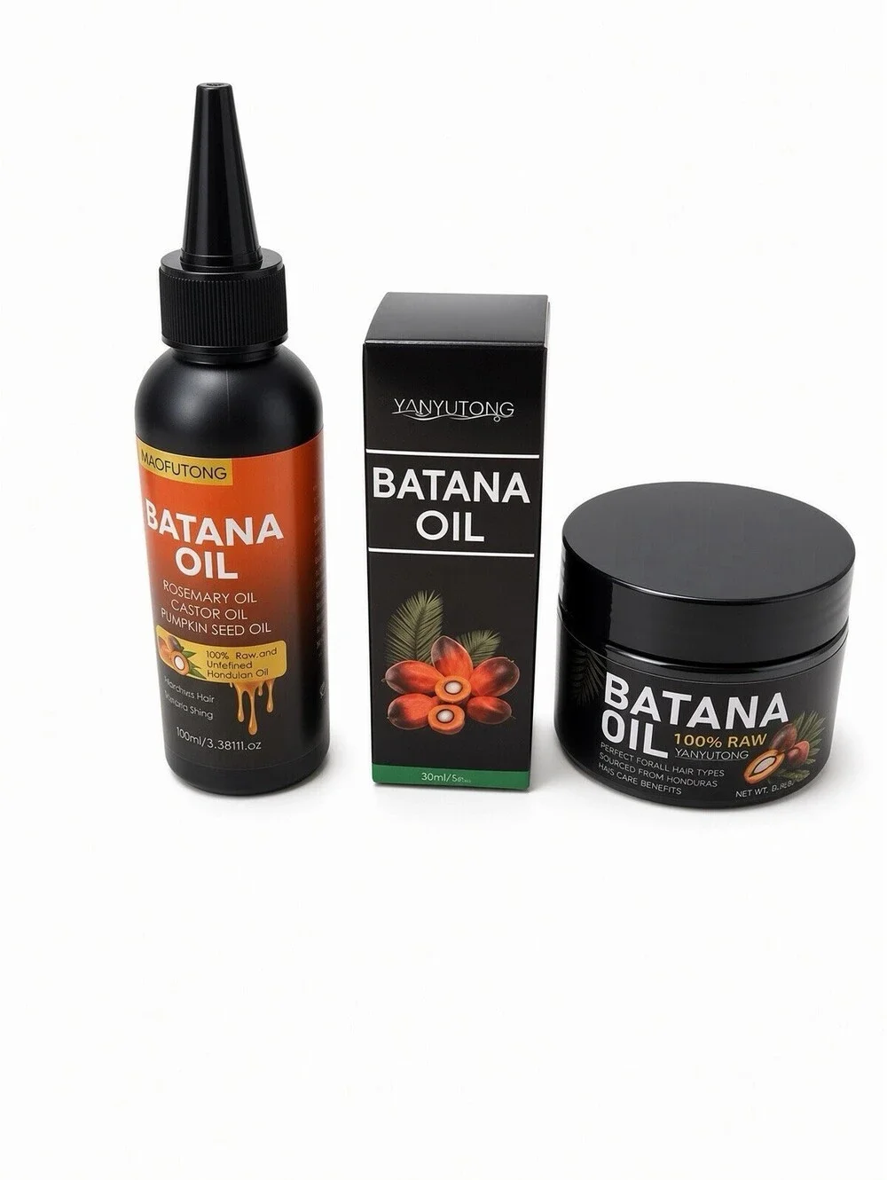 3PC Batana Oil Hair Care Set Raw Batana Rosemary Castor Pumpkin Seed Scalp Oil